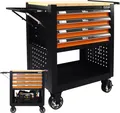 Produktbild: Werkstattwagen Profi Compact leer 85 x 68 x 46 cm Holzplatte 4 Schubladen Lochwand Ablage orange