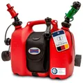 Produktbild: hünersdorff 805062 PROFI Doppelkanister / Kombikanister für Kraftstoff und Öl mit Satteltasche und zwei Einfüllsystemen, 6 + 3 Liter, UN-Zulassung, Made in Germany, Rot