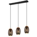 Produktbild: Pendelleuchte - schwarz-gold-holzfarben - 3-flammig
