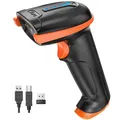 Produktbild: Kabelloser Handheld-Barcode-Scanner 1D Laser Wireless und USB-Wired mit Akkus...