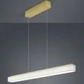 Produktbild: 120cm Helestra BOKI LED Pendelleuchte mattmessing weißer Stoffschirm & EASY-LIFT Höhenverstellung