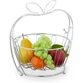 Produktbild: Relaxdays Obstschale, Metall, Herausnehmbarer Korb, Hbt: 28,5x28x23 Cm, Drahtkorb Für Früchte & Gemüse, Modern, Silber