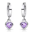Produktbild: Materia Kinder Ohrringe Silber 925 Mädchen Creolen mit Zirkonia Herz lila 18x2mm SO-389-lila