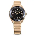 Produktbild: Swarovski Dextera Uhr, Rosé Vergoldete Damenuhr mit Roségoldfarbenem Gehäuse, Schwarzem Zifferblatt, Swarovski Kristallen und Metallarmband