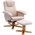 Produktbild: Svita Charles Relaxsessel Hocker Sessel Fernsehsessel Drehsessel Polyester Holz Beige