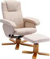 Produktbild: SVITA CHARLES Relaxsessel Hocker Sessel Beige Fernsehsessel Drehsessel Polyester Holz
