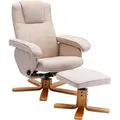 Produktbild: Charles Relaxsessel Hocker Sessel Fernsehsessel Drehsessel Polyester Holz Beige - Svita
