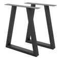 Produktbild: ECD Germany Tischbein 2x Tischgestell Tischkufen Trapez Design aus pulverbeschichtetem Stahl, Metall Möbelfüße 60x72 cm Tischuntergestell für Esstisch Schreibtisch