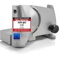 Produktbild: Emerio Multifunktionale Schneidemaschine MS-125001 – 110W – Schnittstärke einstellbar 0–15 mm – Solinger Edelstahlmesser - Allesschneider ... - Silber
