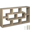 Produktbild: tectake® Wandregal mit 8 Fächern, Hängeregal 85 x 16 x 48 cm, Bücherregal Wand, Wanddeko Wohnzimmer Möbel, Schlafzimmer Deko, Schweberegal, Flur Möbel, Wandregal Kinderzimmer - Holz hell, Eiche Sonoma