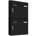 Produktbild: AL Briefkastensysteme 2 x Basic Wand Briefkasten in RAL Farbe 9005 Tief Schwarz für Post A4, wetterfest, Artikelnummer: 431P2EA1P9005