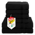 Produktbild: Hammetex 6 teiliges Handtuch Set, 100% Baumwolle Weich Saugstark Qualität Handtücher Set, 2 Badetücher 70x140 cm, 4 Handtücher 50x100 cm, Schwarz