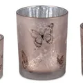 Produktbild: Teelichthalter, Windlicht Schmetterlinge H. 12,5cm rosa silber aus Glas Formano