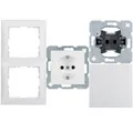 Produktbild: Berker Set 1x 2fach Rahmen, 1x Schalter, 1x Wippe & 1x Steckdose polarweiß/matt