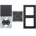 Produktbild: Berker Set 1x 2fach Rahmen, 1x Schalter, 1x Wippe & 1x Steckdose anthrazit/samt