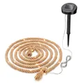 Produktbild: esotec Solar Lichterkette Cord Light, 4,5 Meter, 60 LEDs, warmweiß, Zuleitung 2m, Juteseil, Naturkordel Seil, Akku, Solarmodul, Erdspieß, Hochzeitsdeko, autark, Wintergarten, außen, winterfest, 102164