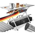 Produktbild: KESSER Campingtisch Klapptisch faltbar mit aufrollbarer Tischplatte (145x70cm klappbarer Tisch inkl. Tragetasche mit Trageband & Netztasche), Falttisch mit Aluminium-Rahmen - max. 100kg & rost- & kratzfest silberfarben 70 cm x 70 cm x 145 cm