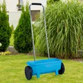 Produktbild: Handstreuwagen Streugerät Düngerstreuer Rasen Salz Streuwagen blau Aluminium