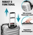 Produktbild: MONZANA® 4tlg Kofferset Schloss Wäsche Organizer Kofferwaage Gurt Gel-Griffe Zwillingsrollen Standfüße Trolley Reisekoffer Hartschalen Koffer S-M-L-XL, Farbe:silber