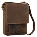 Produktbild: ROYALZ Herren Umhängetasche Leder Schultertasche 'Kansas' Vintage Ledertasche 13-14 Zoll Laptop-Tasche Echtleder Mittel-groß DIN A4 Messenger Bag für Männer, Farbe:Nevada braun