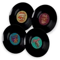 Produktbild: itenga 40x Bierdeckel Untersetzer Schallplatten Design Retro Tischdeko - Getränkeuntersetzer Schallplatte Vinyl Bierdeckel aus Pappe