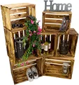 Produktbild: Kistenkolli Altes Land Vintage Kisten geflammt 50x40x29cm / 40x30x25cm Deko & Möbelkisten Wohnwand Obstkisten Weinkisten Optik DIY Upcycling (7er Set Mix)