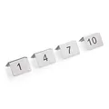 Produktbild: WAS 1432 012 Chromnickelstahl 1-12 Tischnummernschild Set, Beidseitig Bedruckt, 5cm x 5cm x 4.5cm, 12 Teilig