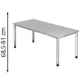 Produktbild: Hammerbacher Schreibtisch H-Serie, grau / silber, höhenverstellbar, 180 x 68,5-81 x 80cm