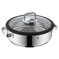Produktbild: WMF Vitalis Aroma Dampfgarer 28 cm, Dampfgarer Topf, Bräter rund 5,0l, Dampfgartopf, Glasdeckel mit Silikonrand, Garthermometer, Garblech, Cromargan Edelstahl unbeschichtet, backofenfest