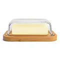 Produktbild: Greenable ® Butterdose - Nachhaltiger Behälter aus Bambus mit Deckel aus Glas - 100% BPA-Frei - Butter Dish - Für 250g Butter - Umweltfreundliche transparente Dose mit Bambusdeckel