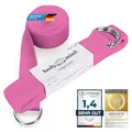 Produktbild: Body & Mind® Yogagurt aus 100% Natur Baumwolle - 250 cm lang; Yoga-Band Yoga-Gürtel mit D-Ring-für Anfänger & Fortgeschrittene; Pilates & Fitness Übungen (Rosa)