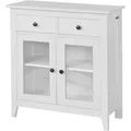 Produktbild: FSB05-W Kommode Flurschrank Wohnzimmerschrank Sideboard Küchenschrank mit 2 Schubladen und 2 Glastüren B80XT32XH86cm weiß - Sobuy