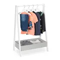 Produktbild: Relaxdays Kinder Kleiderständer, HBT 99 x 63,5 x 42 cm, Kleiderstange & Ablage, Kinderzimmer, Kindergarderobe, weiß-grau
