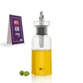 Produktbild: AdHoc BZ79 Ölspender oder Essigspender AromaPour aus Borosilikatglas | elegante Olivenölflasche mit Ausgießer aus Edelstahl | ideal auch für Kürbiskern-Öl oder Essig | luftdicht, 120 ml