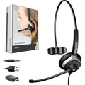 Produktbild: GEQUDIO Headset 1-Ohr mit USB-A, USB-C und 3,5mm Klinke für PC, Mac und Smartphone, inklusive Anschlusskabel und Adapter
