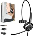 Produktbild: Headset 1-Ohr mit USB-A, USB-C, 3,5mm Klinke für PC, Mac, Smartphone, inkl Kabel