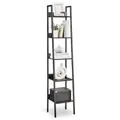 Produktbild: VASAGLE Bücherregal, Leiterregal 5 Ebenen, schmales Regal, offenes Standregal für Arbeitszimmer, Wohnzimmer, Schlafzimmer, Küche, Industrie-Design, schwarze Holzoptik-schwarz LLS109B56