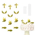 Produktbild: Oblique Unique® Konfirmation Torten Topper Fisch Taube Kreuz Flügel Motiv Cake Topper als Deko Kuchendeckel Dekoration für Taufe Kommunion Konfirmation Hochzeit