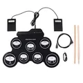 Produktbild: Yangers Schlagzeug elektronisch elektrische Trommel für Kinder anfänger, tragbare Digitale Faltbare Pads zum Aufrollen der Drums mit 2 Fußpedalen und Sticks für Jungen Mädchen Starter Geschenk
