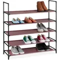 Produktbild: Relaxdays XL Schuhregal Stecksystem, 5 Ebenen, für 20 Paar Schuhe, Stoff Schuhständer HBT: 90,5 x 87,5 x 30 cm, bordeaux