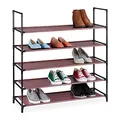 Produktbild: Relaxdays XL Schuhregal Stecksystem, 5 Ebenen, für 20 Paar Schuhe, Stoff Schuhständer HBT: 90,5 x 87,5 x 30 cm, Bordeaux 10036198_114