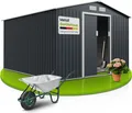 Produktbild: Juskys Metall Gerätehaus XXL mit Satteldach, Tür & Fundament - 15m³ groß - Anthrazit