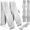 Produktbild: tectake® 2X Faltbare Auffahrrampen, Stahl Rampe, bis 400 kg belastbar, rutschfest, perforiert, Laderampe für Auto oder Anhänger, Auffahrrampe für Motorrad, Rasentraktor, Rollstuhl, Fahrrad (166 cm)