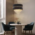 Produktbild: Pendellampe Kronleuchter Wohnzimmerleuchte rauchfarben Kristalle Luster H 150 cm