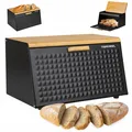 Produktbild: Brotkästen Brotkorb Brotbox Bambus Groß Brotbehälter Brotdose Schwarz Metall