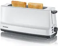 Produktbild: SEVERIN Automatik-Langschlitztoaster, Automatik-Toaster mit Brötchenaufsatz, Edelstahl Toaster zum Toasten, Auftauen und Erwärmen, 800 W, weiß / grau, AT 2232