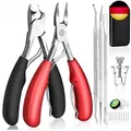 Produktbild: 7 Stück Profi Fußnagelzange Set Superscharf Hochwertiger Edelstahl Zehennägel Pe