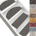 Produktbild: Floordirekt Stufenmatten Alto, Treppenschutz Stufenmatten in halbrund, rutschhemmend mit Winkelschiene & Klebestreifen, Treppenmatte innen - anthrazit - Dunkelgrau