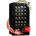 Produktbild: Klarstein Weinkühlschrank, 1 Zonen Getränkekühlschrank Klein, Kleiner Weinschrank 74l, Wein-kühlschrank Klein Mit Glastür, Indoor/outdoor Flaschenkühlschrank, Wine Fridge 5-18°c, 28 Flaschen