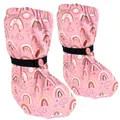 Produktbild: HECKBO Regenschutz Schuhe mit Vlies 3–18 Monate – Regenbogen – wasserdichte Outdoor Matsch-Schuhe passend über Hausschuhe Kleinkind und Krabbelschuhe